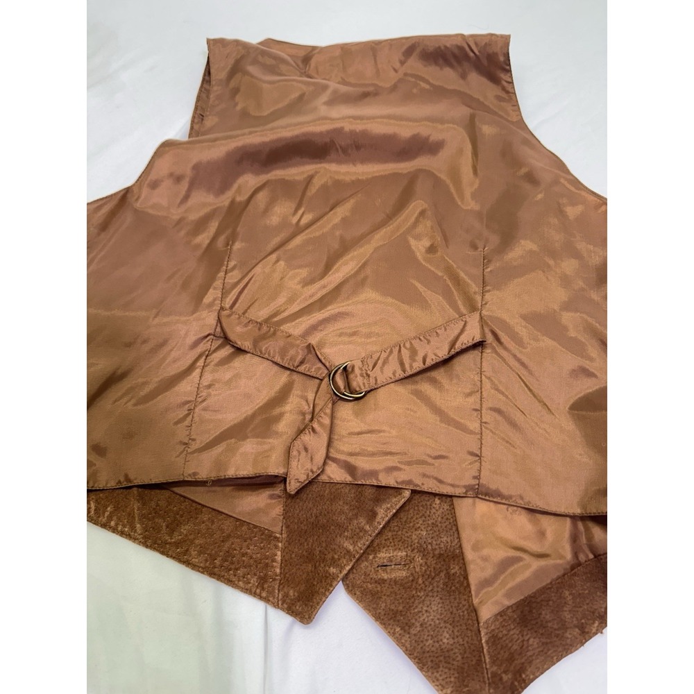 Vintage Greatland Vest Medium Brown Suede Leather Four Button Western Cowboy - Picture 7 of 8